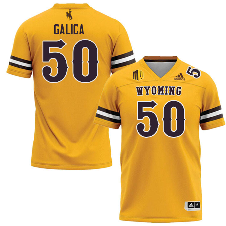 Wyoming Cowboys #50 Jaxon Galica College Football Jerseys Stitched Sale-Gold